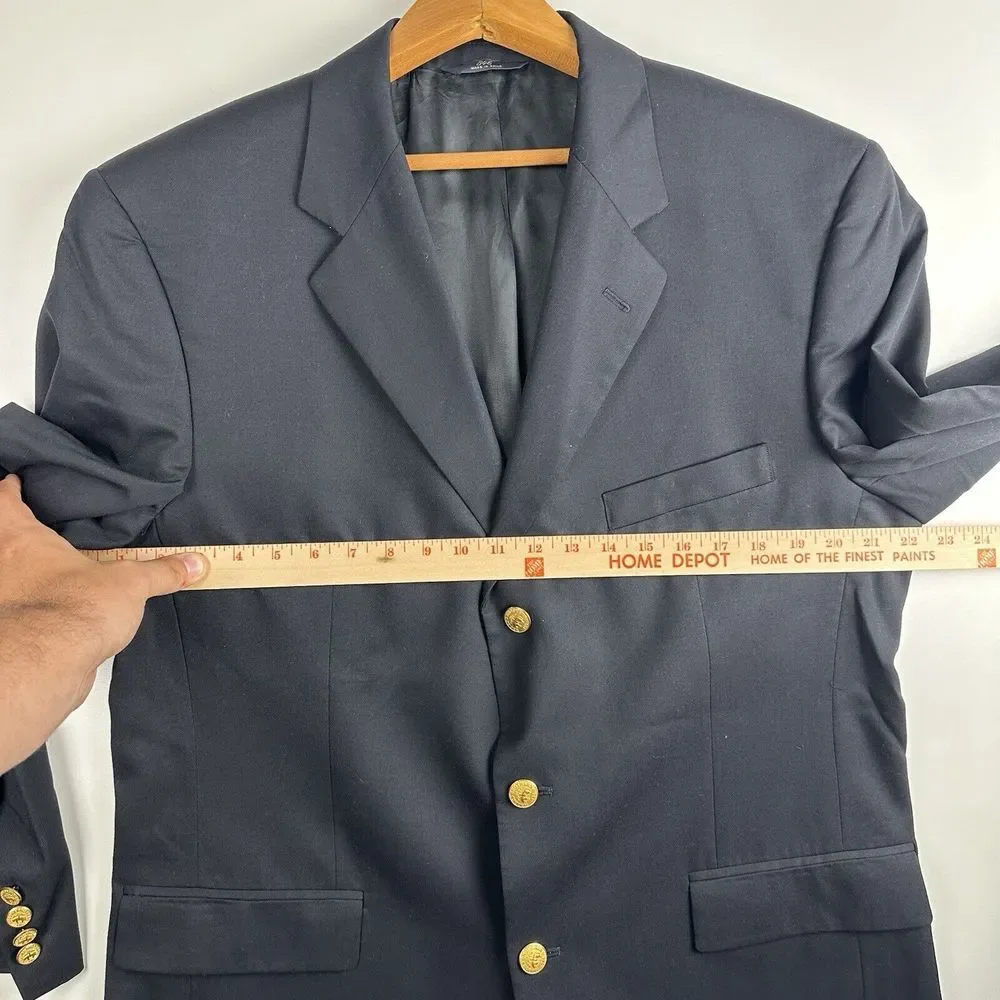 Brooks Brothers Mens Black 346 Fit‎ Wool Three Button Blazer Coat 44L